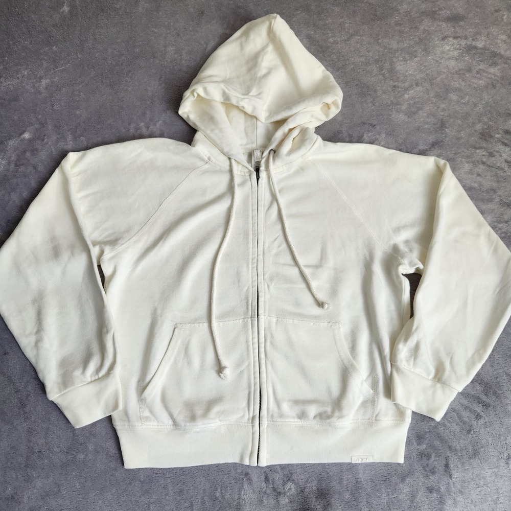 New SKIMS Lightweight Fleece Zip Up Hoodie Marble Off White XXS PT-PNT-8965W